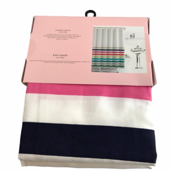 Kate Spade Shower Curtain Candy Stripe Rainbow - Picture 2 of 5